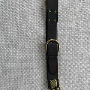 Unique Dark brown leather and brass belt